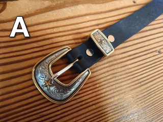 栃木レザー ウエスタンデザイン選べる3ピースバックル付きベルト 25ｍｍ【 3piece Western Buckle Set 】