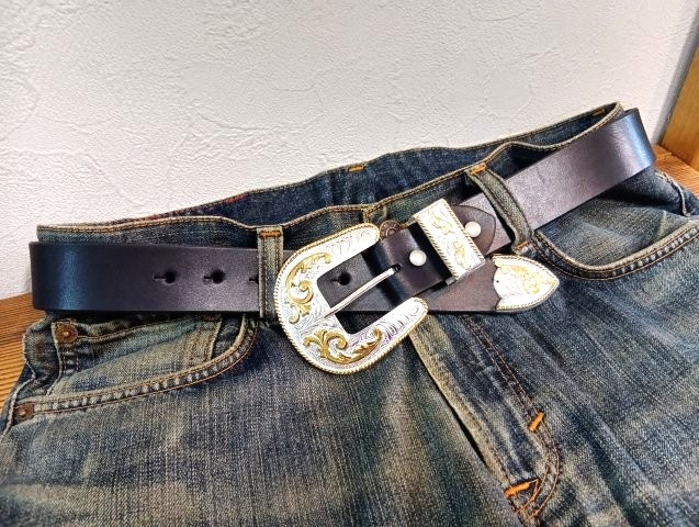 CRUMRINE（クラムライン）3ピースバックル付き 栃木レザーベルト