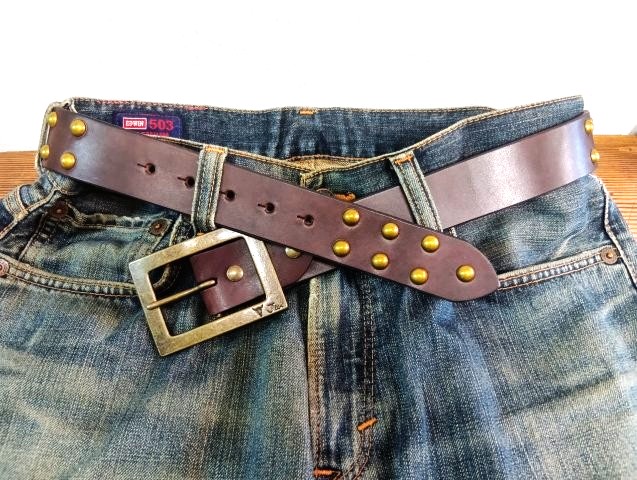 JUN COMPANYオリジナルデザインバックル付き 栃木レザーカシメ